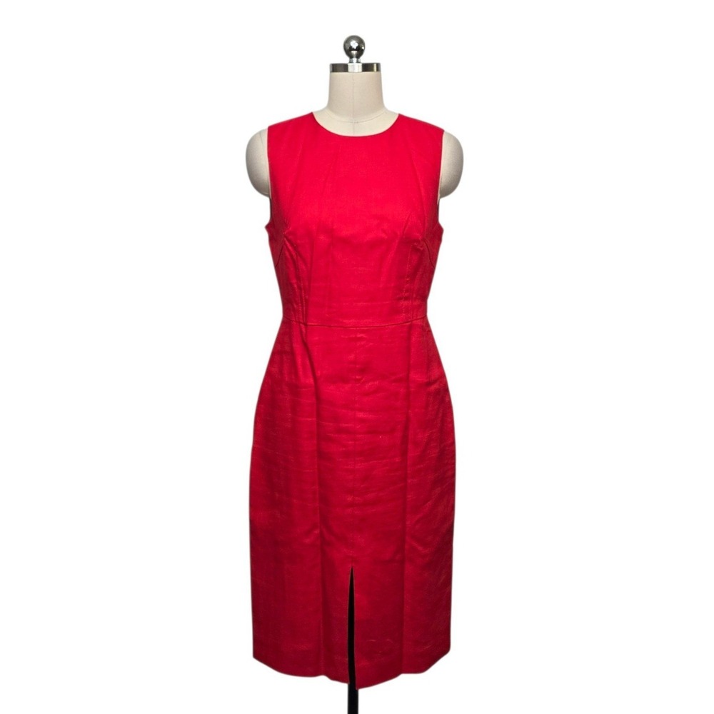 J.Crew Womens Red Linen Blend Sleeveless Sheath Dress Size 6 Round Neck